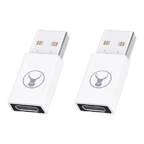 2PK Bonelk 5Gbps USB-A to USB-C 3.0 Adapter/Connector - White