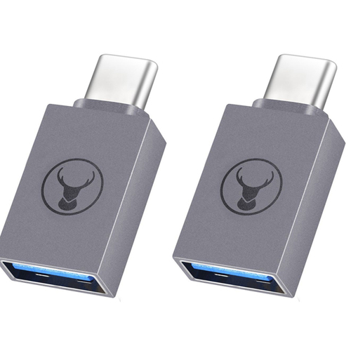 2PK Bonelk M USB-C to F USB-A 3.0 Adapter Dongle For Laptop/PC - Space Grey