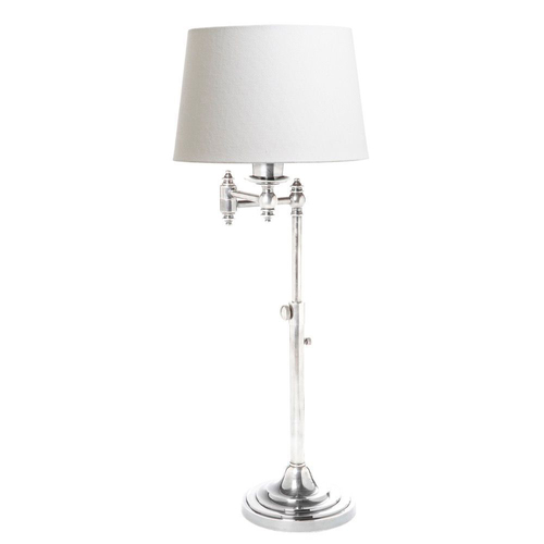 Belle Macleay Swing Arm Table Lamp w/ Brass Base 72cm - Antique Silver