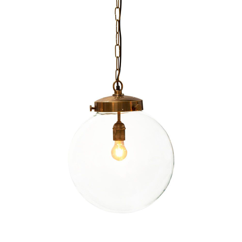 Belle Celeste Glass Ceiling Pendant Light Large 48cm - Antique Brass