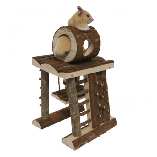 Rosewood Wooden Climbing Tower Hamsters/Guinea Pigs Pet Activity Toy Natural