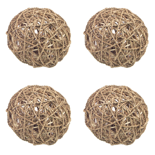 4PK Rosewood 15cm Seagrass Chew/Gnaw Activity Rabbit/Ferret Pet Fun Ball L Natural