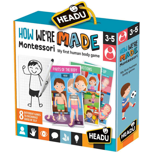 44pc Headu Montessori Flashcards How We Are Made Game Set Kids 3-5y