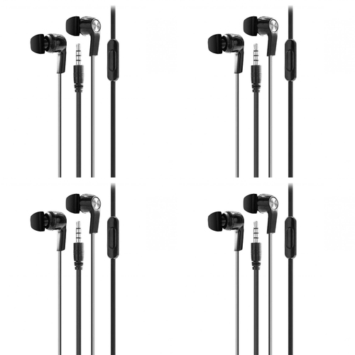 4PK Laser 3.5mm AUX Wired In-Ear Earphones w/ Mic 1.2m - Black