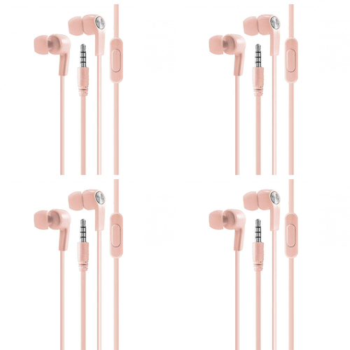 4PK Laser 3.5mm AUX Wired In-Ear Earphones w/ Mic 1.2m - Rose