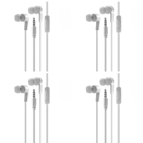 4PK Laser 3.5mm AUX Wired In-Ear Earphones w/ Mic 1.2m - White