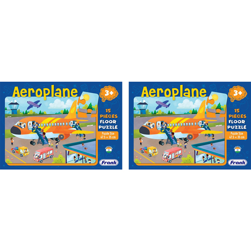 2x 15pc Frank Educational Floor Jigsaw Puzzle Aeroplane 3+