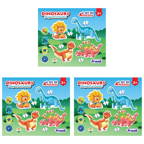 3PK  Frank Jigsaw Puzzle Dinosaur Shaped 21.5x18.5cm Educational Game 3+