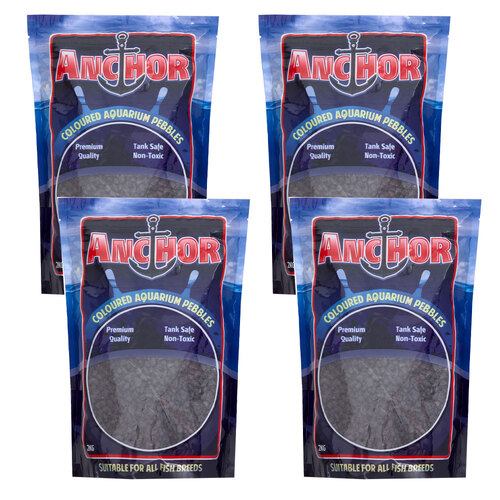 4PK Anchor Painted Coloured Aquarium Pebbles Gravel 2kg - Black