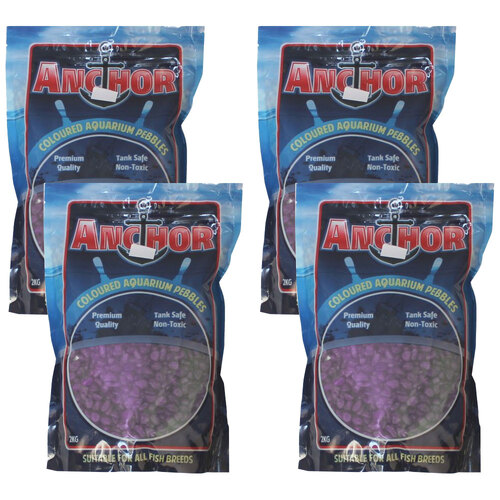 4PK Anchor Painted Coloured Aquarium Pebbles Gravel 2kg - Purple