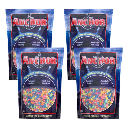 4PK Anchor Painted Coloured Aquarium Pebbles Gravel 2kg - Multi-Colour