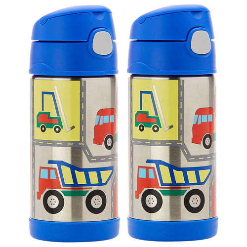 2PK Thermos 355ml Funtainer Vacuum Insulated Drink Bottle Construction Vehicle