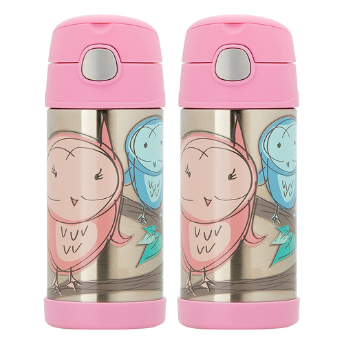 2PK Thermos 355ml Funtainer Vacuum Insulated Drink Bottle Pink Owl