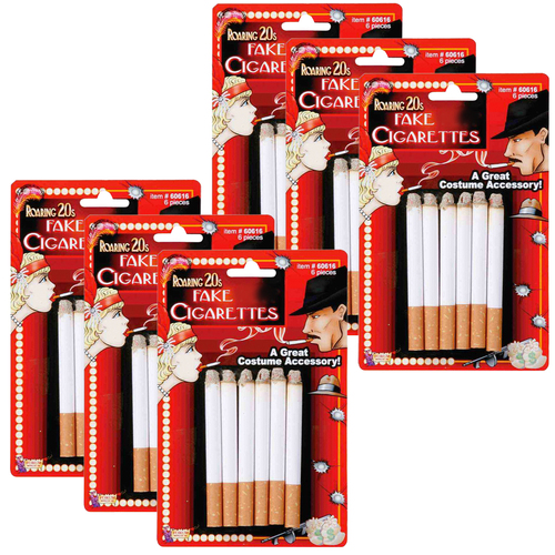 6x 6pc Rubies Fake Plastic Cigarettes Pack Halloween Costume Accessory