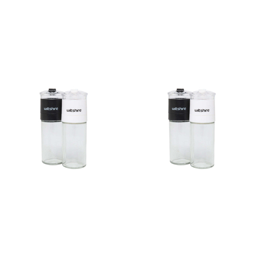 2 x 2pc Wiltshire Salt and Pepper Glass Grinder Set 12cm