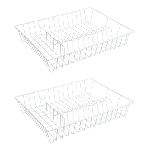 2PK Eterna Heavy-Duty Kitchen Dish Drying/Drainer w/ Divider White 42cm