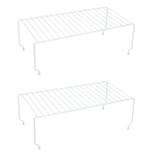 2PK Eterna Stackable Kitchen Steel Cupboard/Pantry Shelf White 40cm