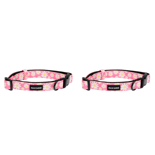 2PK Splosh Frank Barker L Pink Daisies Dog Collar Adjustable 40-65cm