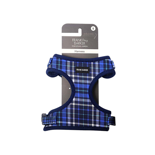 Frank Barker 35-48cm Adjustable Plaid Dog Harness S - Blue