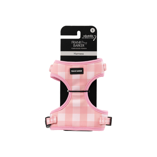 Frank Barker 35-48cm Adjustable Gingham Dog Harness S - Pink