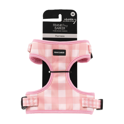 Frank Barker 42-60cm Adjustable Gingham Dog Harness M - Pink