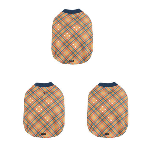 3PK Frank Barker Velvet Lined Plaid Coat Small - Orange