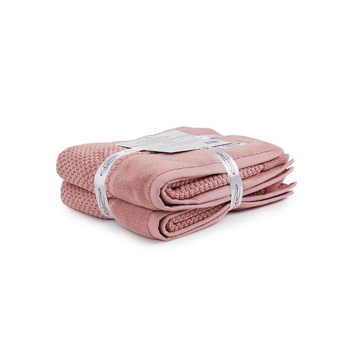 2pc Onkaparinga 60x90cm Avalon Bath Mat 850GSM Dusty Primrose