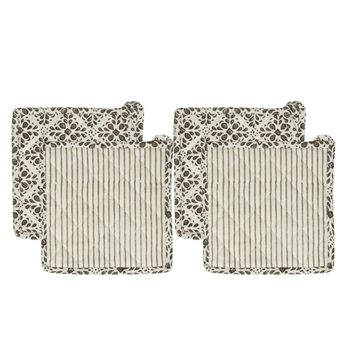 2PK Belle Cyra Reversible Cotton Trivet Square 21cm - Grey