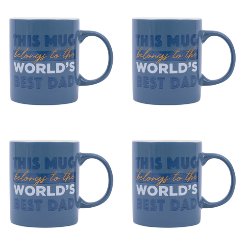 4PK Splosh Fathers Day World's Best Dad 12.5cm Ceramic Mug