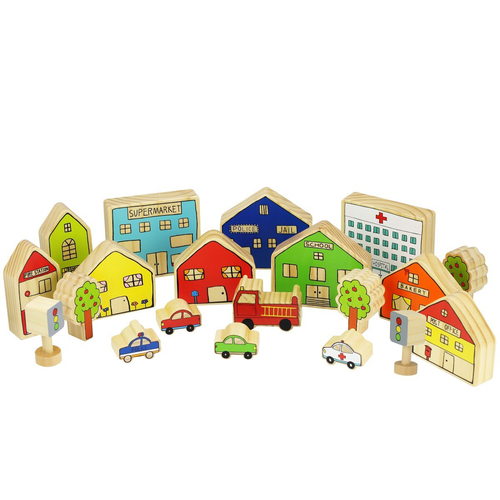 20pc Freckled Farm The Busy Village Kids Wooden Toy 18m+