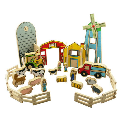 26pc Freckled Farm The Happy Architect Farm Kids Wooden Toy 2+