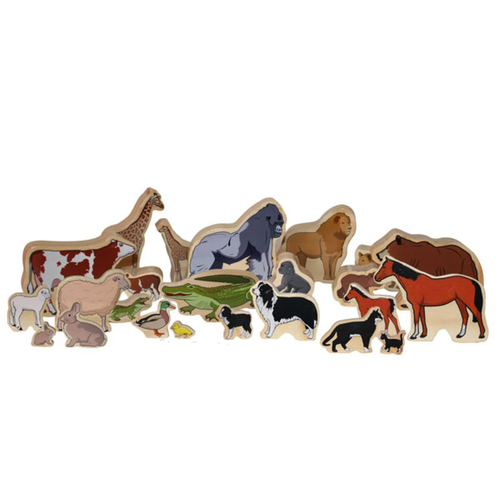 24pc Freckled Farm Animal Families Kids Wooden Toy 12m+