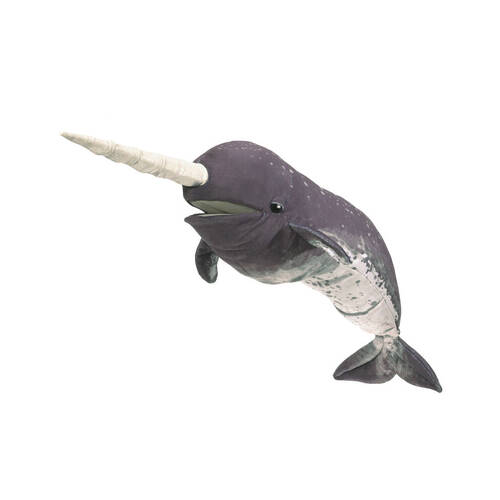 Folkmanis Narwhal Hand Puppet Kids Interactive Play Toy 3y+