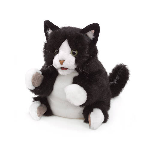 Folkmanis Tuxedo Kitten Hand Puppet Kids Toy - Black 3y+