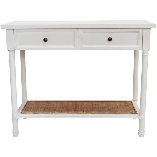 LVD Resort 100x80cm Fir Wood MDF 2-Drawer Console Table Rectangle - White