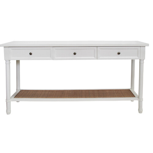 LVD Resort Wood/MDF 80x160cm 3-Drawer Console Table Furniture Rect - White