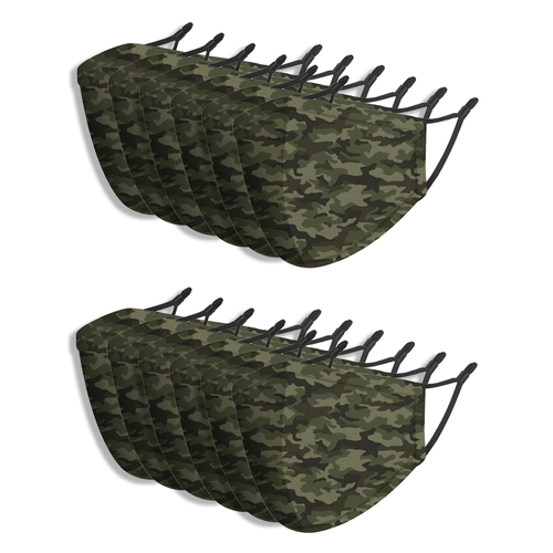 12PK Splosh Adult Reusable Face Mask w/ Adjustable Strap 12y+ Camo