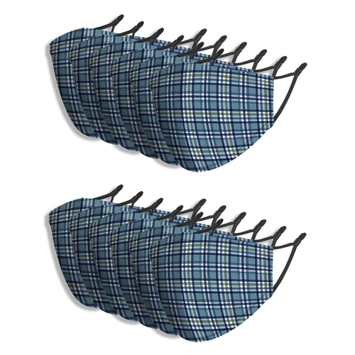 12PK Splosh Adult Reusable Face Mask w/ Adjustable Strap 12y+ Plaid