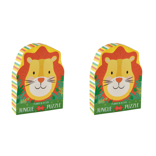 2x 12pc Floss & Rock Shaped Jigsaw Puzzle Game Lion 3+