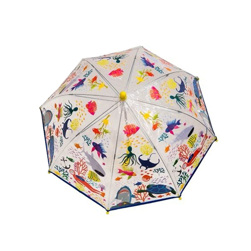 Floss & Rock 70cm Colour Changing Umbrella Deep Sea Transparent 3y+