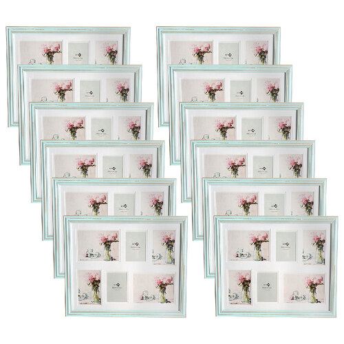 12PK Unigift 6 Photo 47x37 Provincial Vintage Square Photo Frame - Blue