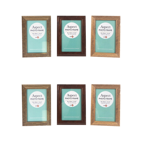 6PK Unigift Aspect 10x15cm MDF/Glass Picture Frame - Assorted