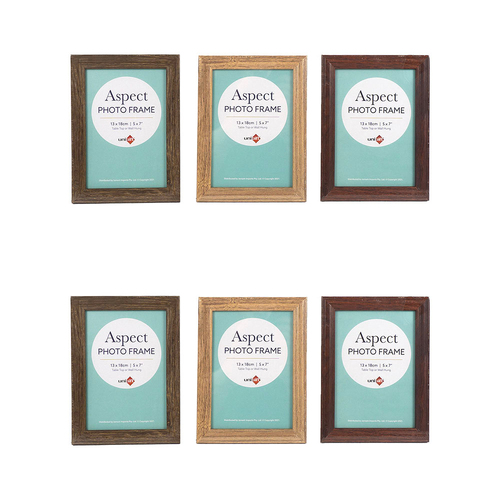 6PK Unigift Aspect 13x18cm MDF/Glass Picture Frame - Assorted