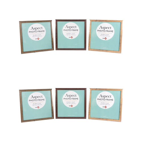 6PK Unigift Aspect 20x20cm MDF/Glass Picture Frame - Assorted