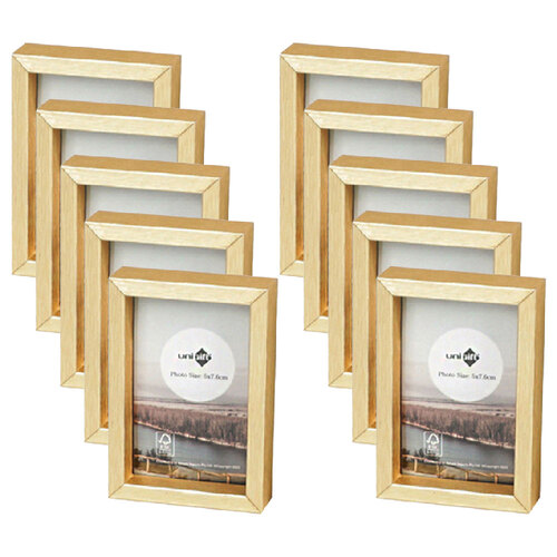 10PK Unigift 5x8cm Acrylic Mini Photo Frame Metallic & Natural - Assorted