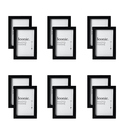 12PK Unigift 10x15cm Iconic MDF Glass Photo Frame - Black