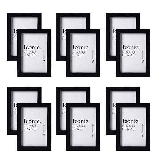 12PK Unigift 13x18cm Iconic MDF Glass Photo Frame - Black