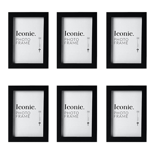 6PK Unigift 20x25cm Iconic MDF Glass Photo Frame - Black