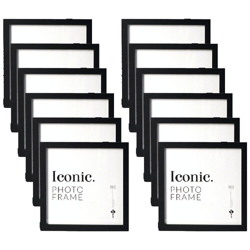 12PK Unigift 20x20cm Iconic MDF Glass Photo Frame - Black