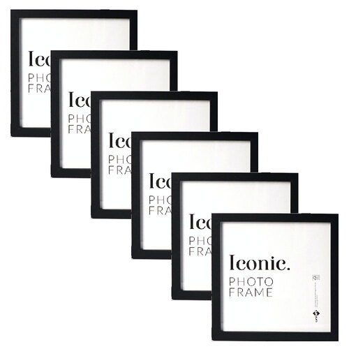 6PK Unigift 30x30cm Iconic MDF Glass Photo Frame - Black